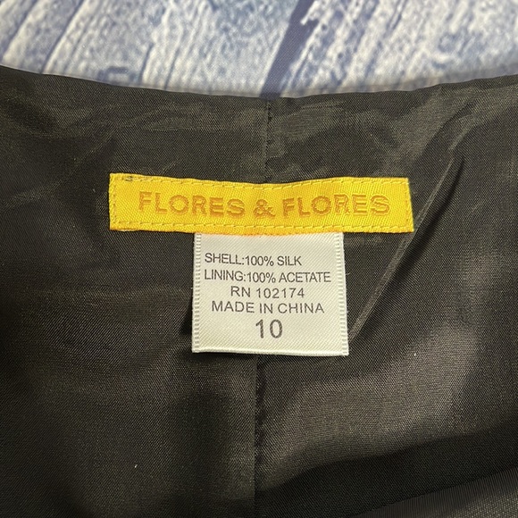 Flores & Flores Black 100% Silk Flare Skirt, 10 - Picture 2 of 5